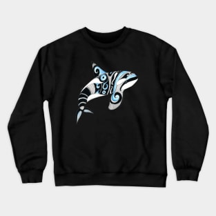 Orca Killer Whale Tribal Tattoo Blue Black Ink Crewneck Sweatshirt